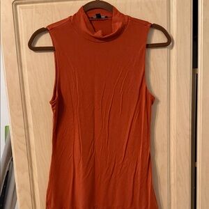 Express Women's Sleeveless Mock Neck Tank Top - Rust Orange